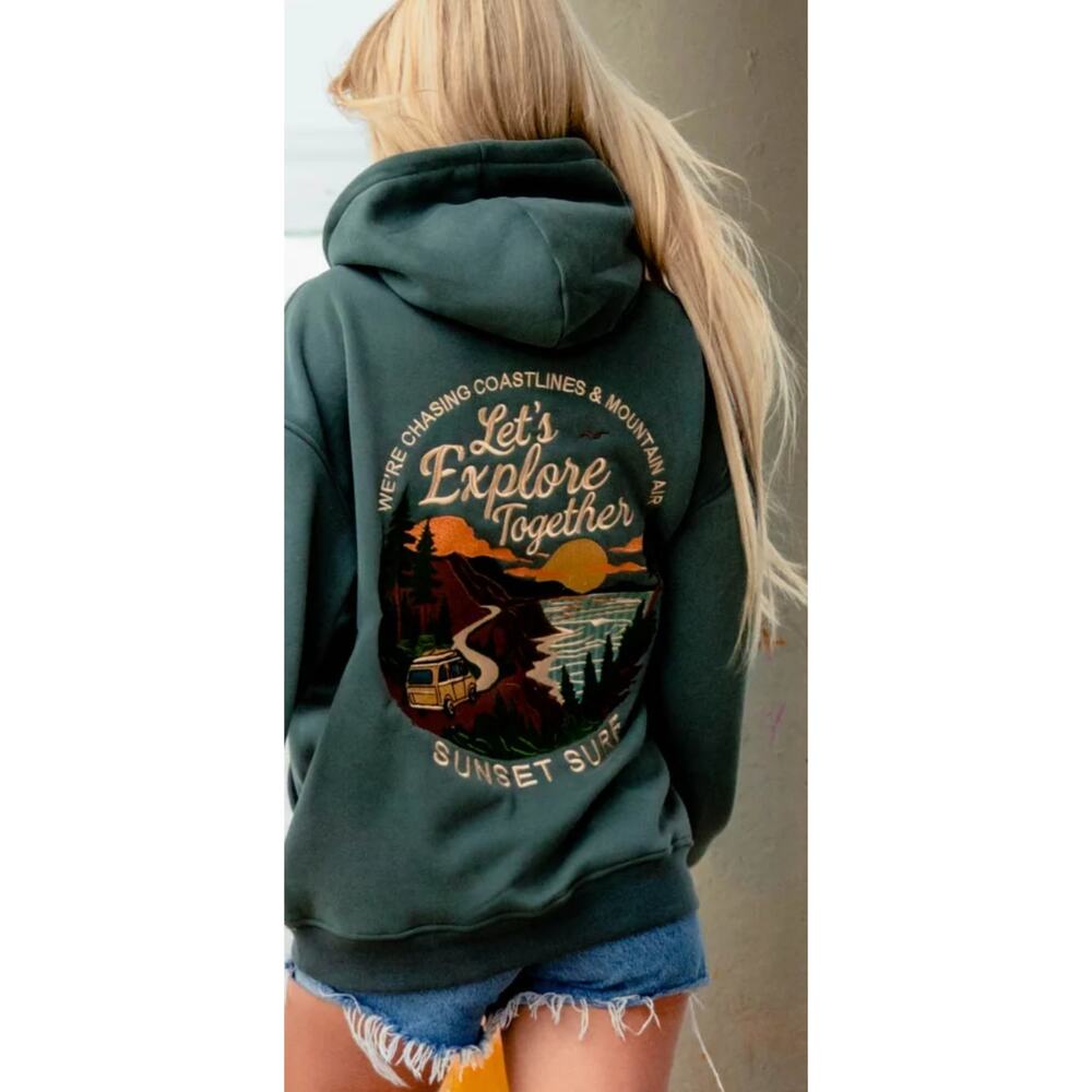 Sunset Surf Coastal Explore Hoodie in Various Sizes - Picture 10 of 13